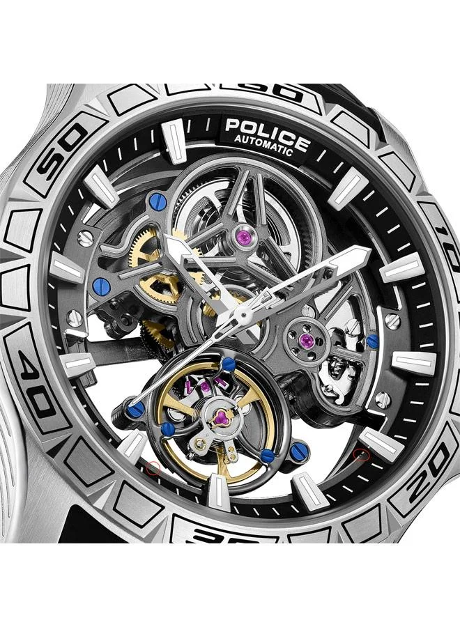 Police black Men's Spirit Gunmetal Dial Silicone Strap Analog Watch for Men, 45mm for Men | Best Price UAE